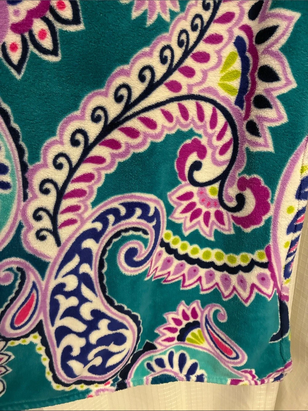 Vera Bradley Teal Waikiki Paisley Fleece Throw Pink Green Purple Accents
